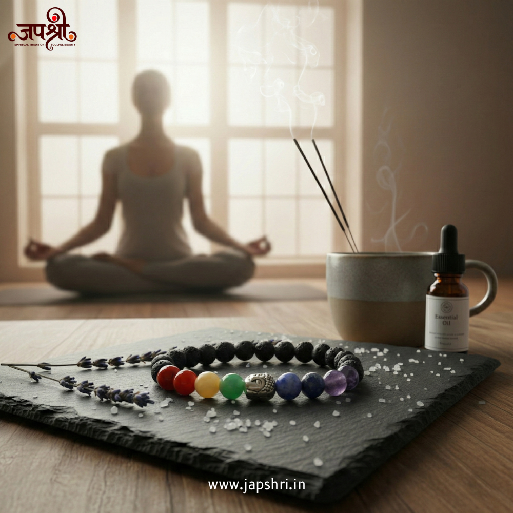 7 Chakra Lava Stone Healing Bracelet with Buddha Charm