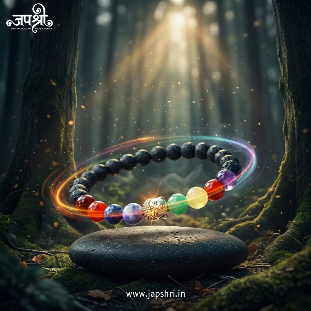 7 Chakra Lava Stone Healing Bracelet with Buddha Charm