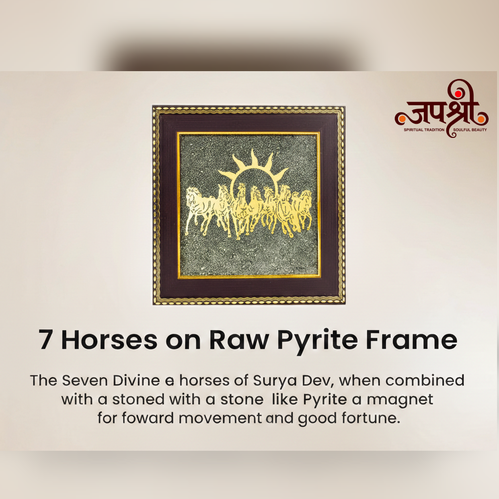 7 Horses on Raw Pyrite Frame for Vastu And Prosperity
