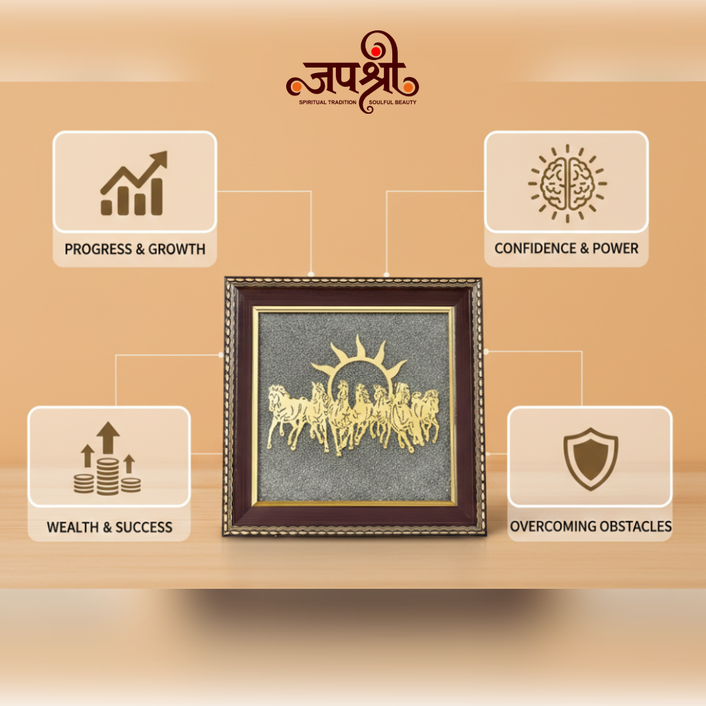 7 Horses on Raw Pyrite Frame for Vastu And Prosperity