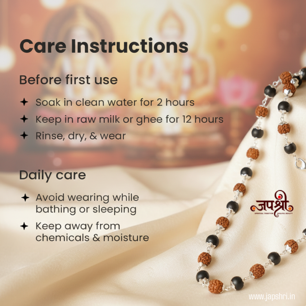 Divya Raksha Rudraksha & Karungali Mala with Silver Capping