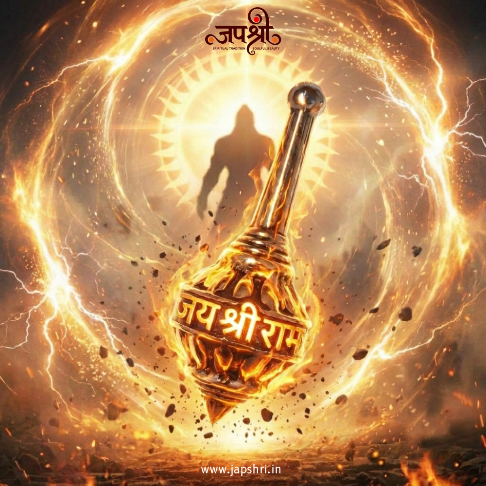 Hanuman Gada Pendant with "Jai Shree Ram" Stainless Steel Spiritual Necklace