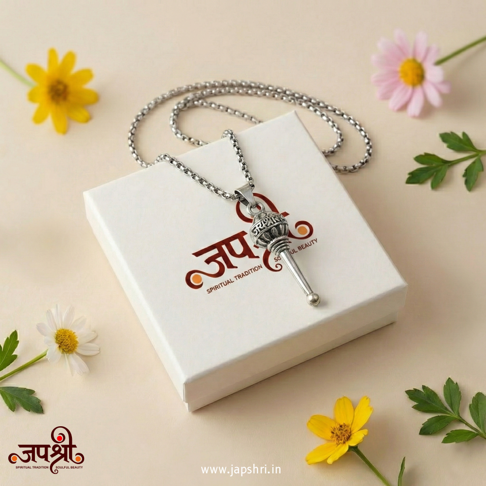 Hanuman Gada Pendant with "Jai Shree Ram" Stainless Steel Spiritual Necklace