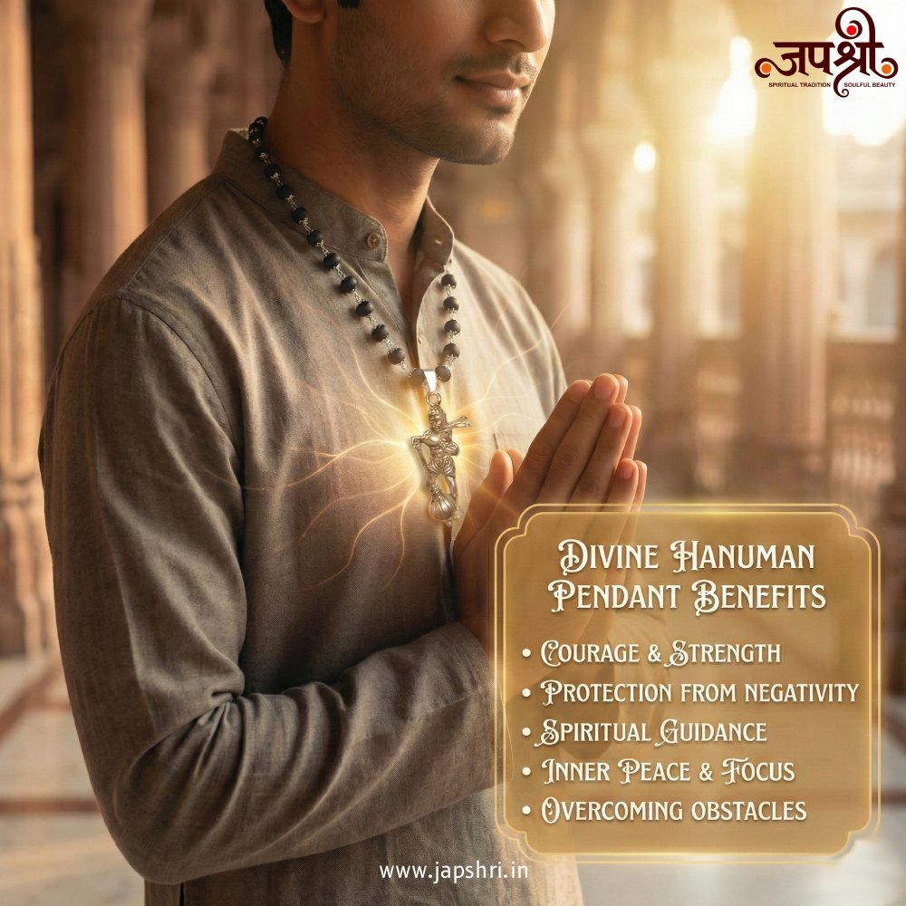 Divine Hanuman Ji Pendant with Black karungali Bead Mala