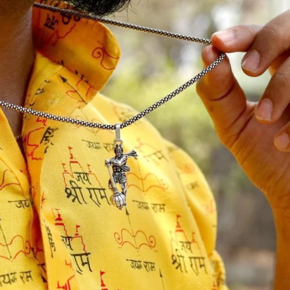 Divine Hanuman Ji Pendant with Black karungali Bead Mala