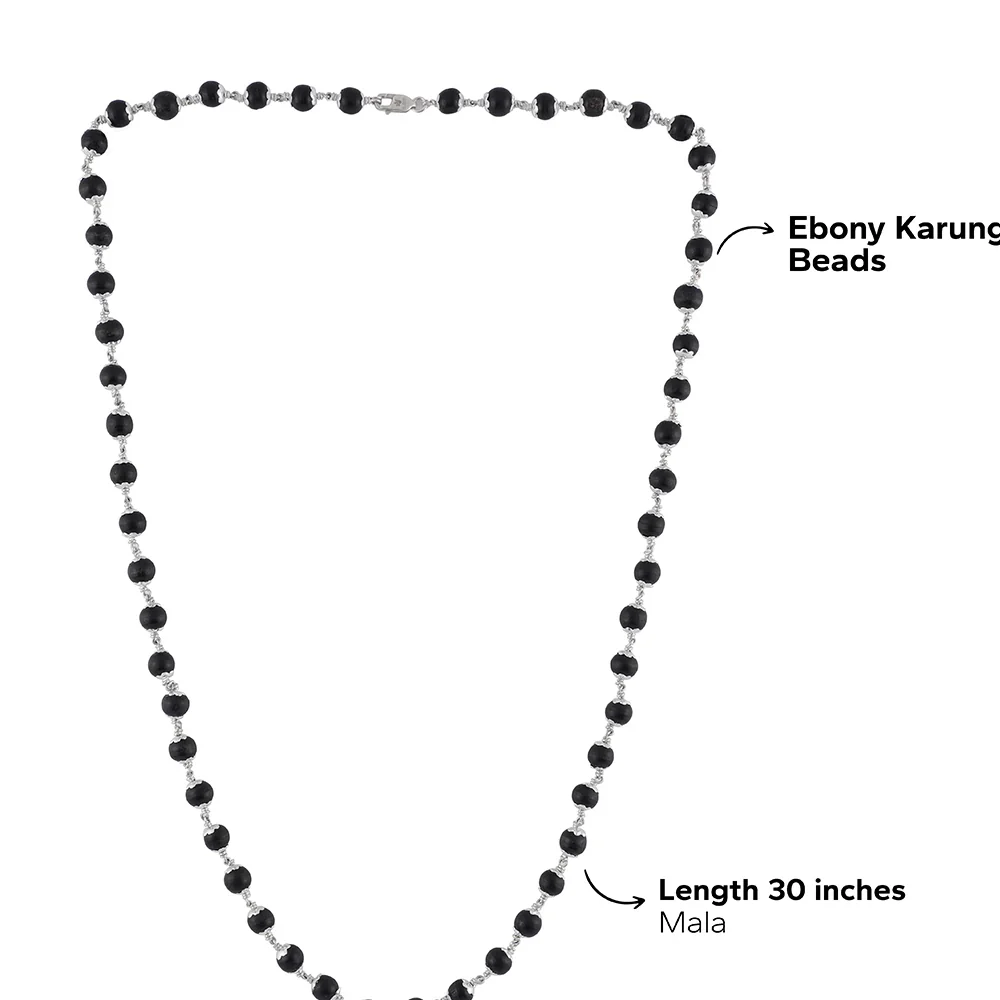 Silver Capped Karungali Mala
