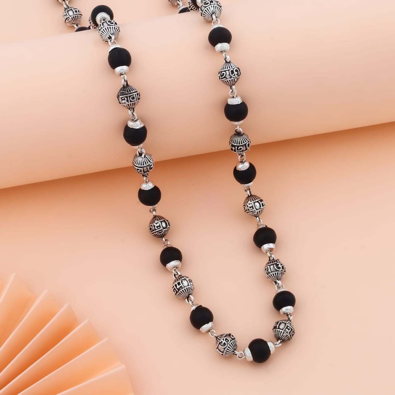 Om Nam Shivay Silver Cap Mala