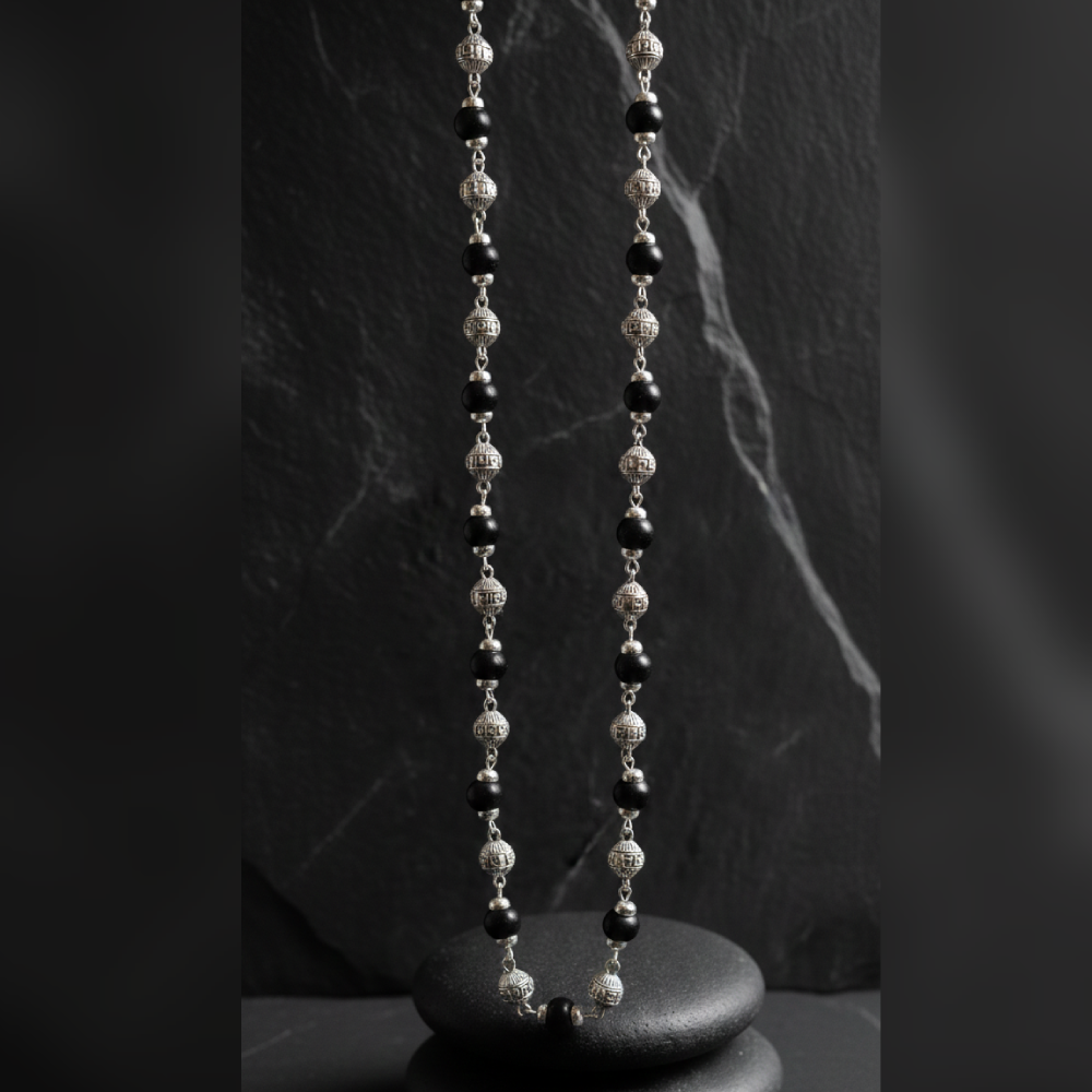 Om Nam Shivay Silver Cap Mala