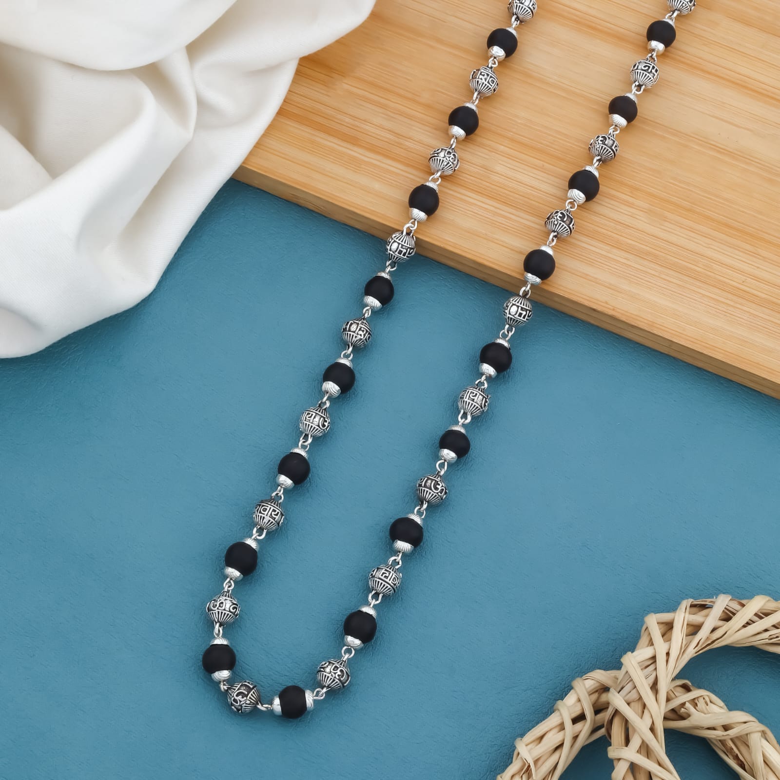 Om Nam Shivay Silver Cap Mala