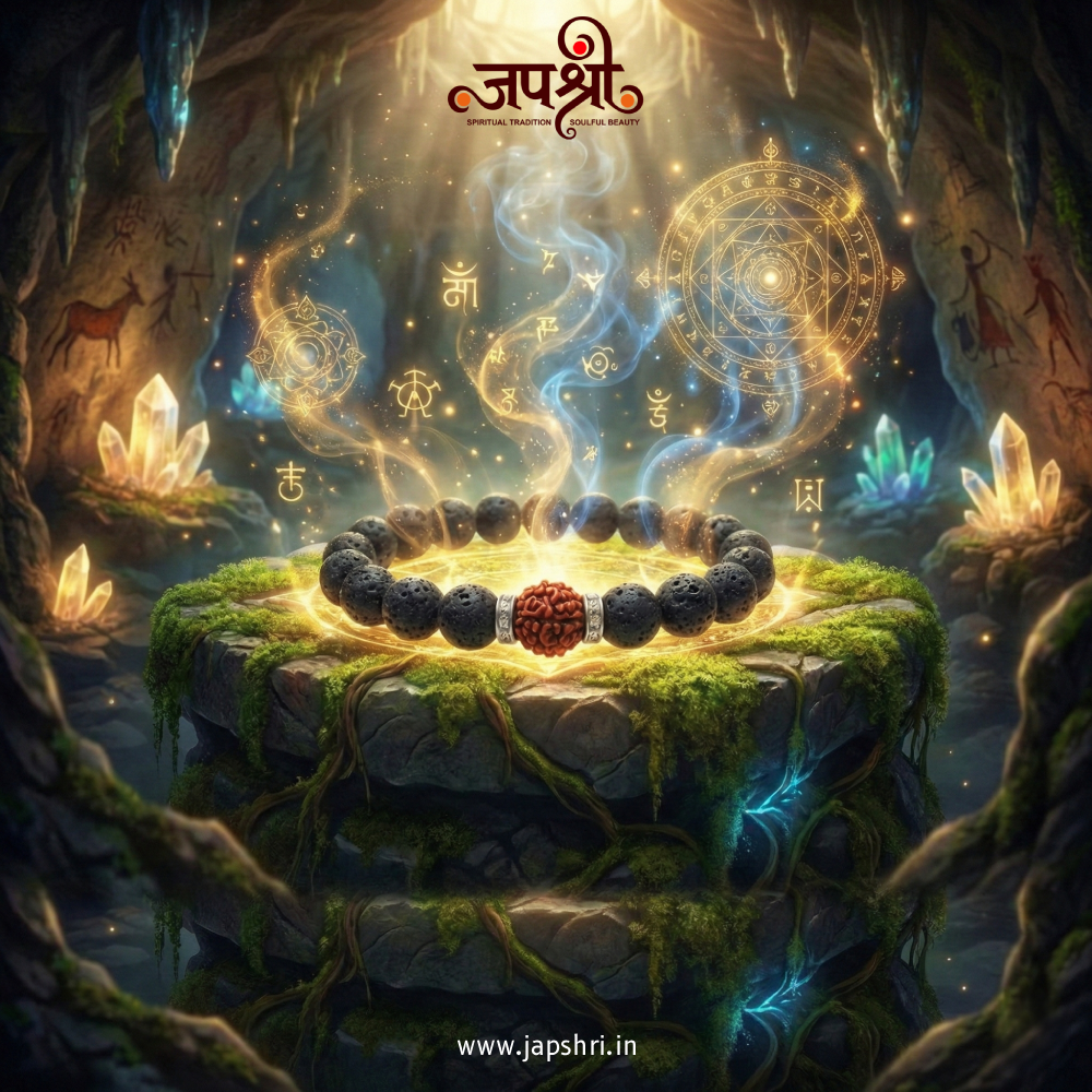 Divine Rudraksha Bracelet With Lava Stone