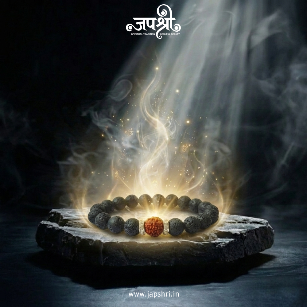 Divine Rudraksha Bracelet With Lava Stone