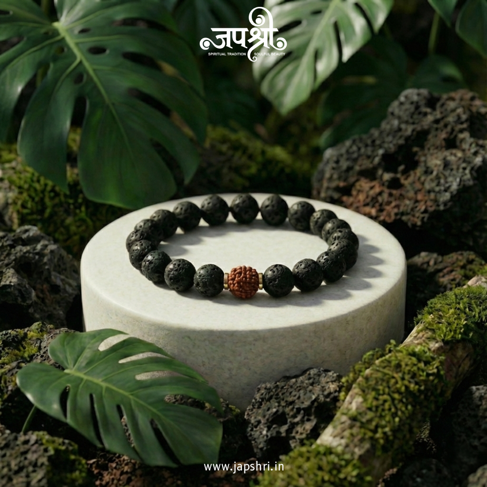 Divine Rudraksha Bracelet With Lava Stone