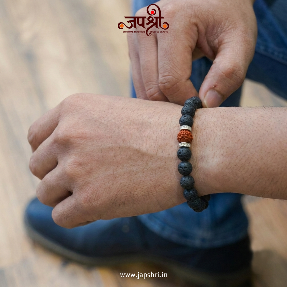 Divine Rudraksha Bracelet With Lava Stone