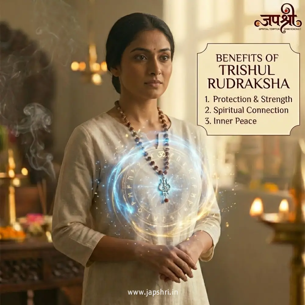 Mahadev Trishul Pendant with Panchmukhi Rudraksh Mala