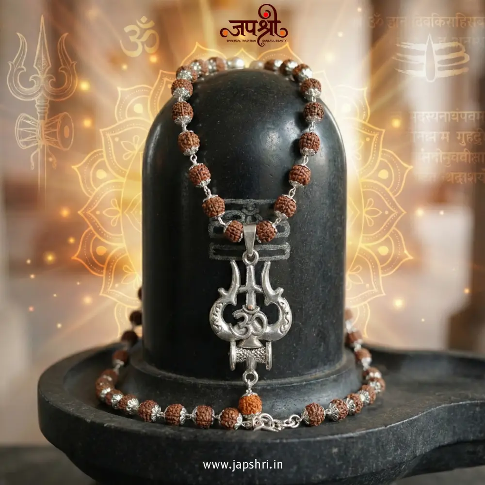 Mahadev Trishul Pendant with Panchmukhi Rudraksh Mala
