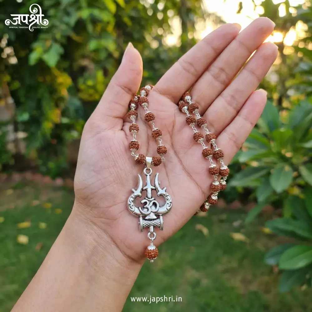 Mahadev Trishul Pendant with Panchmukhi Rudraksh Mala