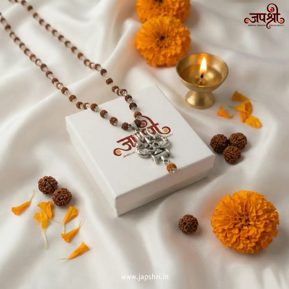Mahadev Trishul Pendant with Panchmukhi Rudraksh Mala