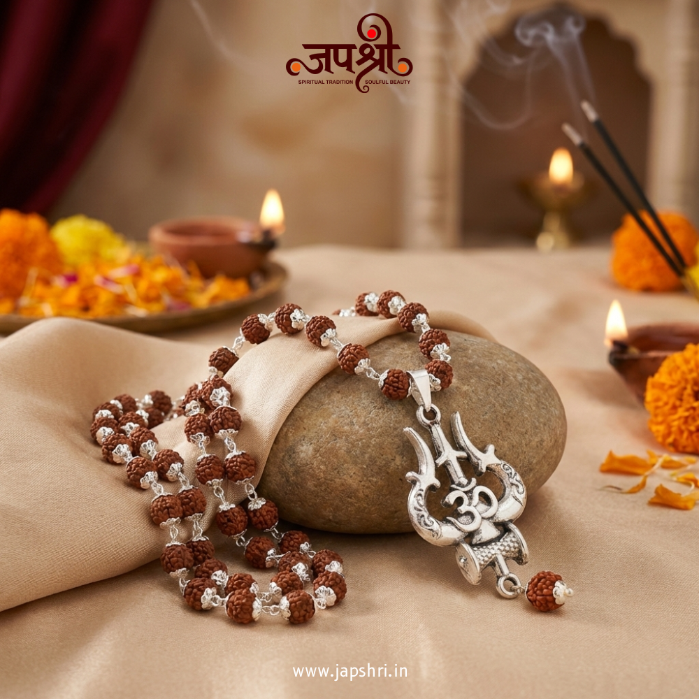Mahadev Trishul Pendant with Panchmukhi Rudraksh Mala
