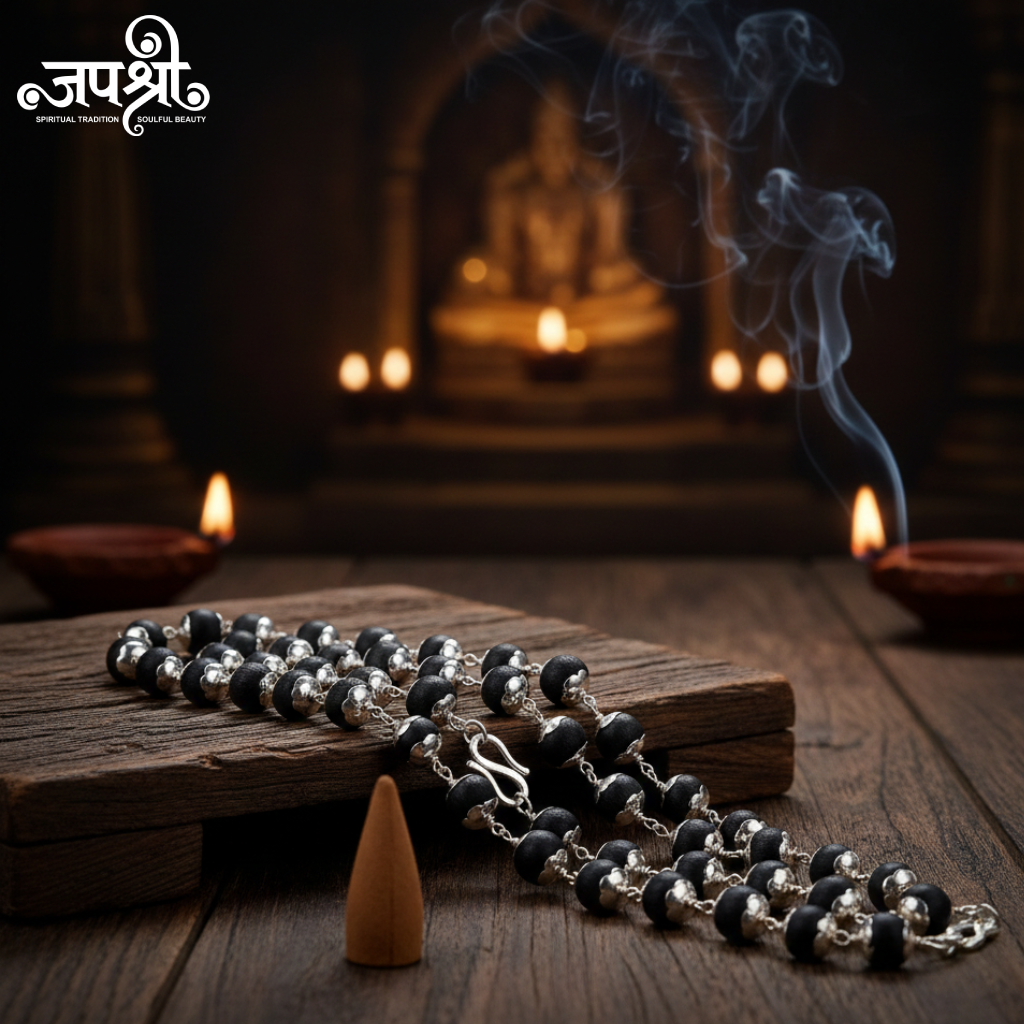 Silver Capped Karungali Mala